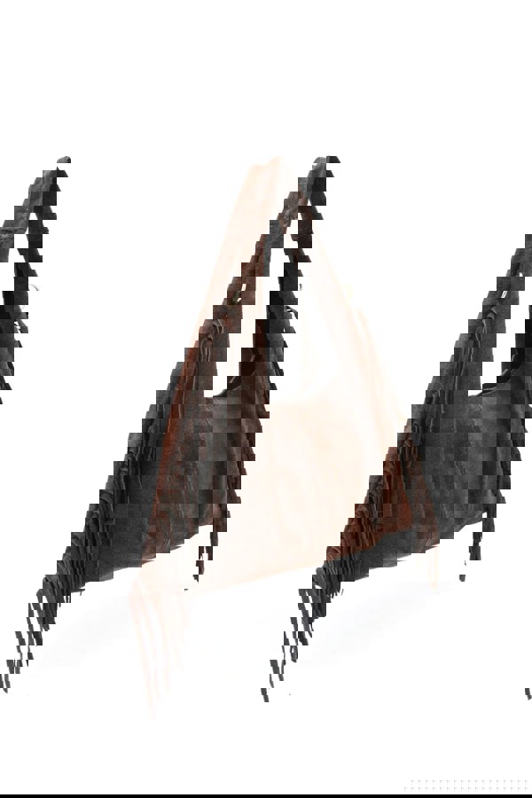 Kitise Italian Genuine Suede Fringe Crossbody Shoulder Bag