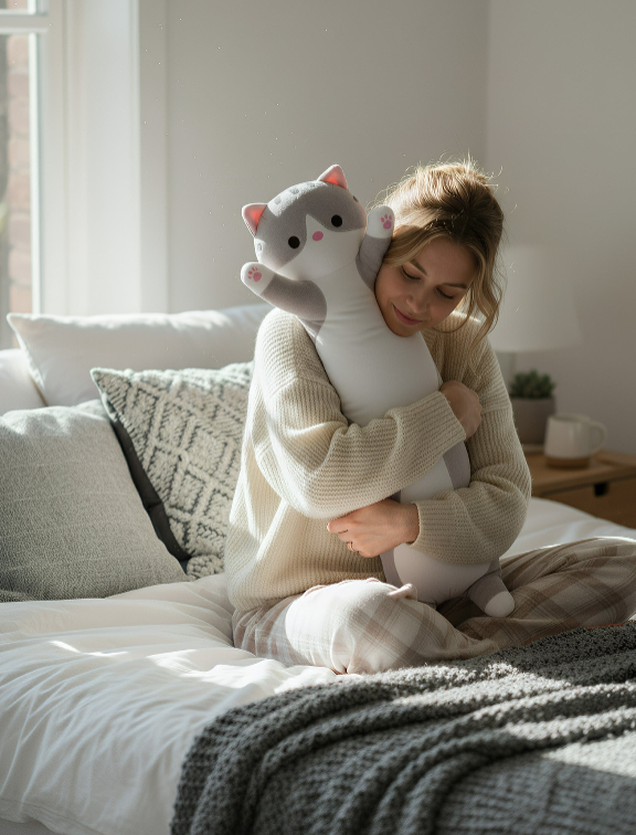 Anypillow Side Sleeping Body Pillow Gray Lovely Husky Bed Sofa Long Pillow for Children and Adult 50CM