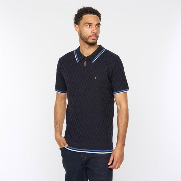 Gabicci G54M08 Mens Short Sleeve Zip Neck Knitted Polo Gabicci Classic - NAVY
