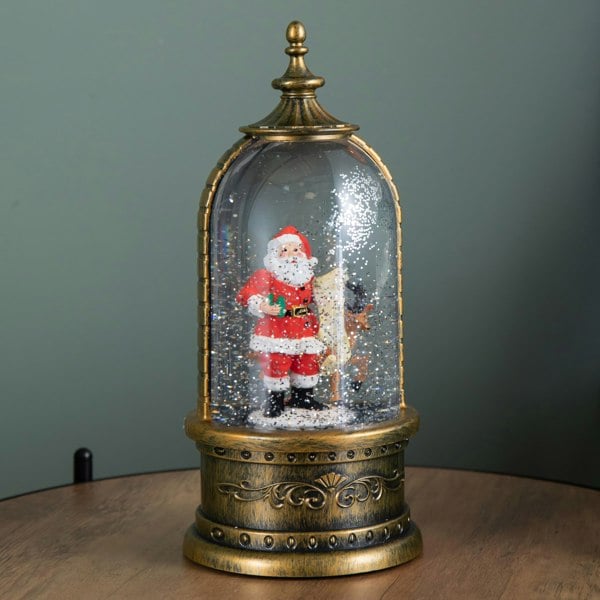 Samuel Alexander 29cm Battery Operated Light up LED Christmas Cloche Water Spinner with Santa & Deer Scene