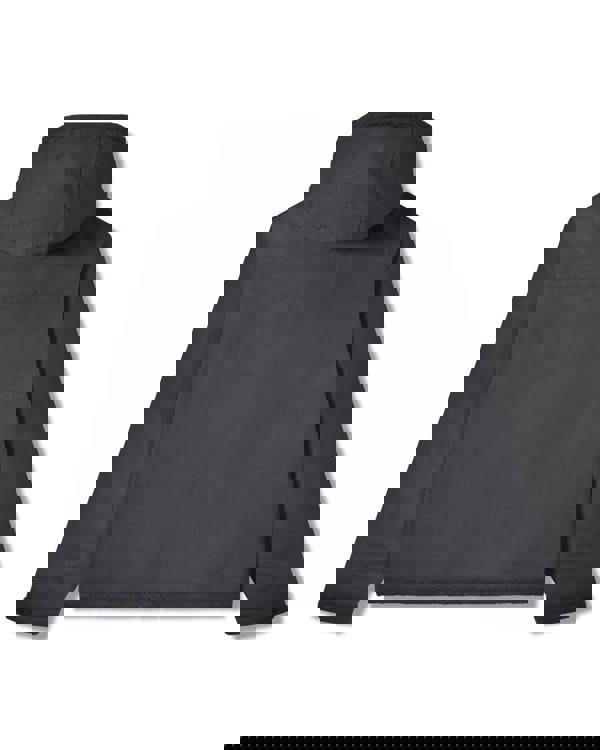 Lambretta Mens Padded Hooded Classic Badge Jacket Coat, back view showing black padded jacket with adjustable hood and classic badge detail.