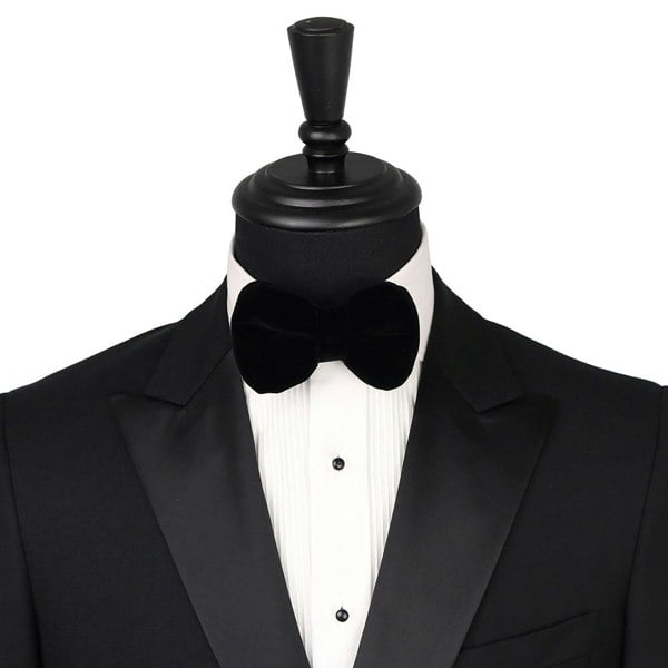 David WeJ Alfredo Dress Double Breasted Satin Peak Lapel Tuxedo - Black