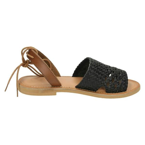 Leather Collection Ladies Leather Collection Flat Weaved Mule Sandals