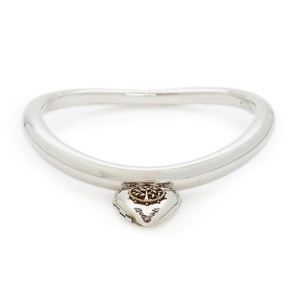 Alexander McQueen silver tone choker with heart locket pendant