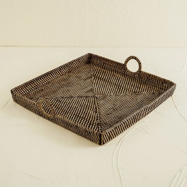 Coastal villa Homeware Decorative Serving Tray Made of Rattan - 3 colours