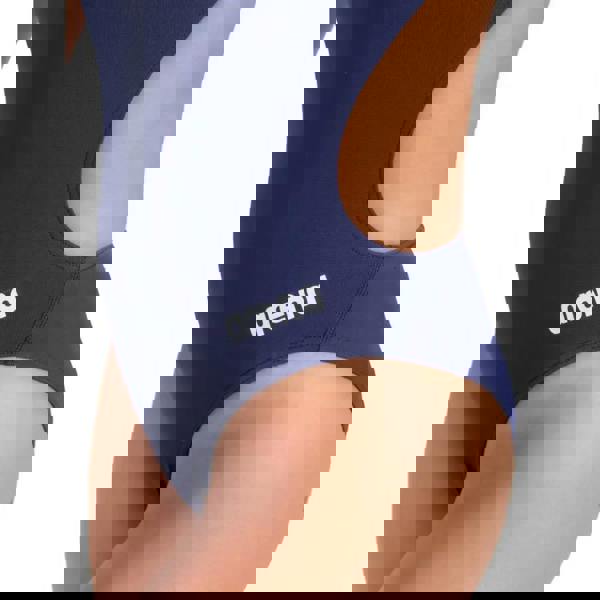 Navy blue Arena Team Challenge Solid one-piece swimsuit with cutouts and white logo