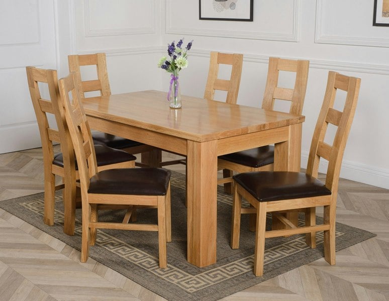 That's Furniture Dakota Medium Oak Dining Table with Yale Oak Chairs