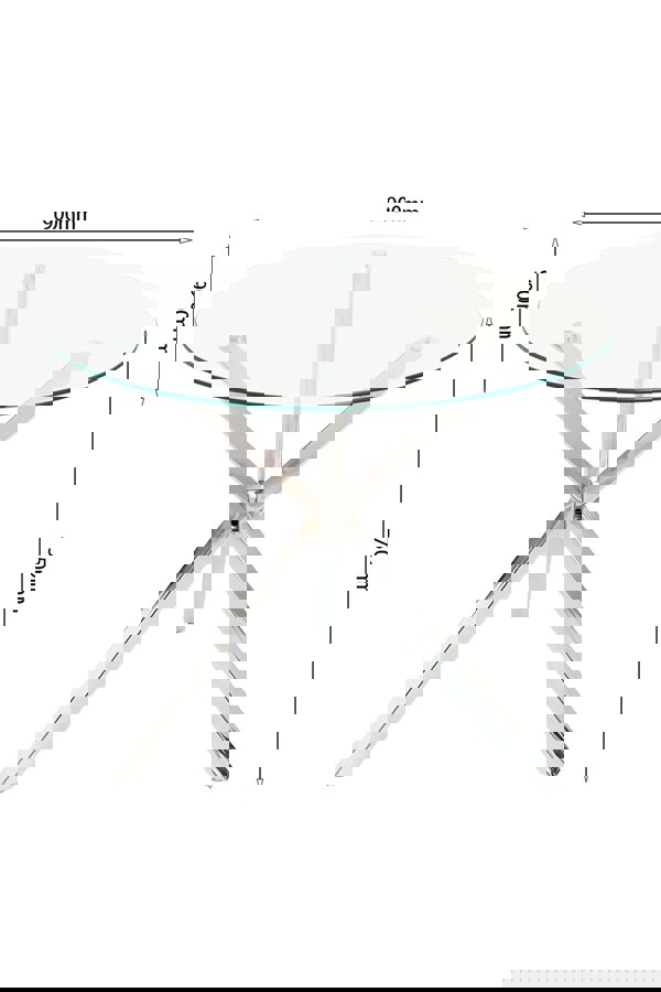 Living and Home Modern Clear Tempered Glass Dining Table Coffee Table with Chrome Three-Way Crossed Legs