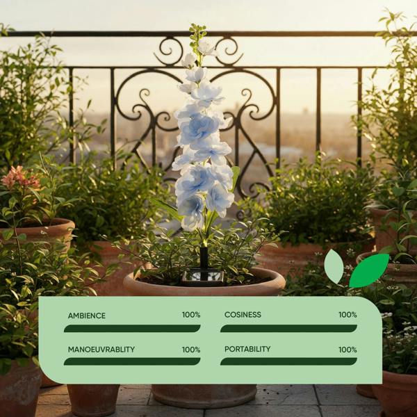 Gardenwize Blue Delphinium Solar Stake Light – 20 Warm White LED Garden Light