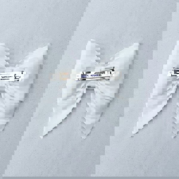 White Satin Hair Bow White Hair Clip Barrette