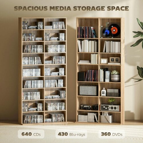 Wyld Haus Karave Wood Natural Finish Tall Media Storage Tower With 640 Disc Capacity
