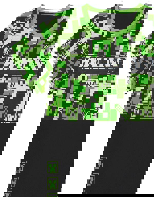Minecraft Boys Green Creeper All-Over Print & Logo Short Sleeve Long Leg Pyjama Set