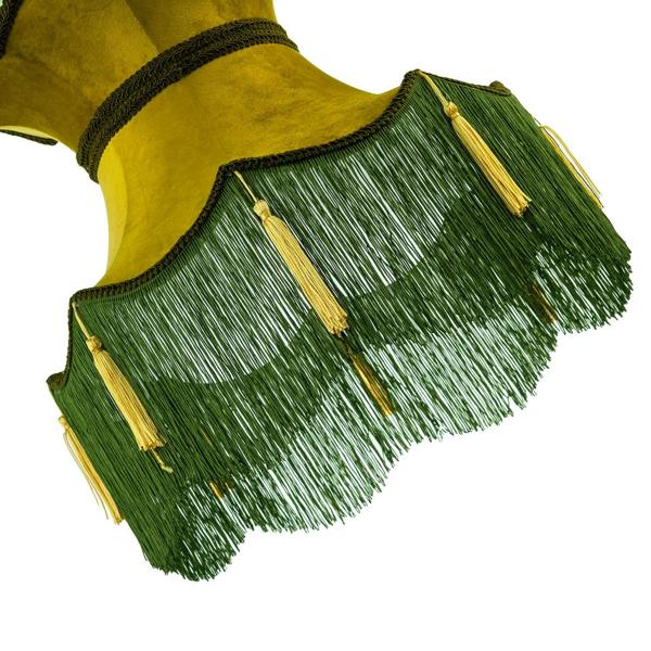 Large Olive and Forest Green Victorian Lamp Shade with Scallop Edges Image 4