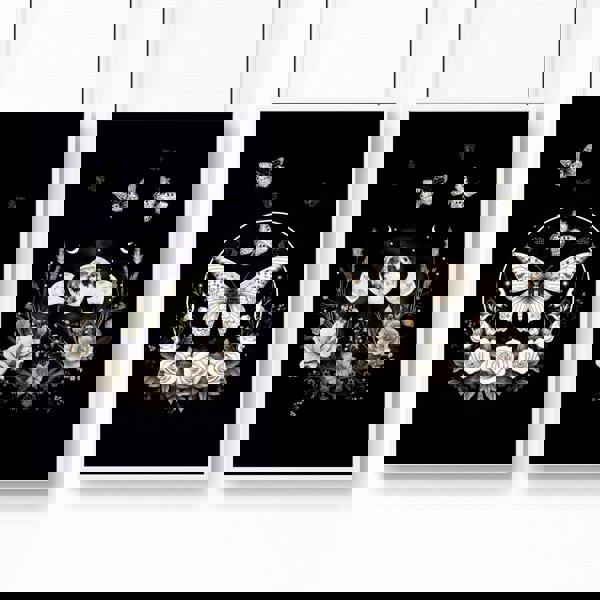 Butterfly Art Wall Decor | Set of 2 Dark Academy Wall art Prints