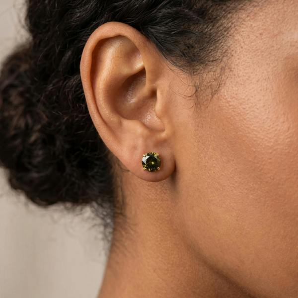 Spero London 9ct Solid Gold Peridot Stud Earrings