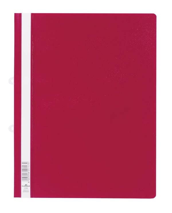 Durable Clear View Project Folder Report File + Filing Strip | 25 Pack | A4+ Red