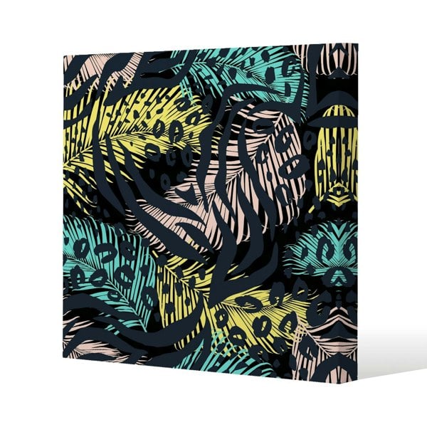 Benjamin Tate Design Animal & Tropical Print Slim Style Canvas Print  40x40cm , 15mm Slim Real wood.