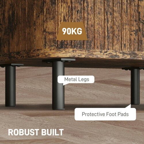 Wyld Haus Pasaba Brown Nordic Bedside Table With Tambour Sliding Door And Metal Legs