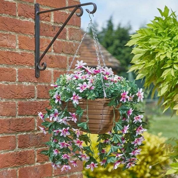 Garden Greatness Star Gazing Lilies Artificial Hanging Basket