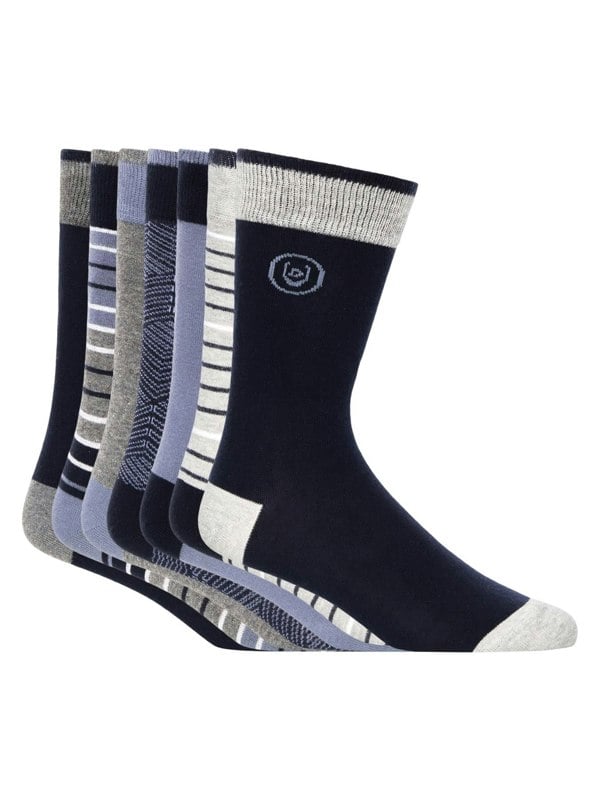 Duck and Cover Bellion Blue Socks 7pk Assorted