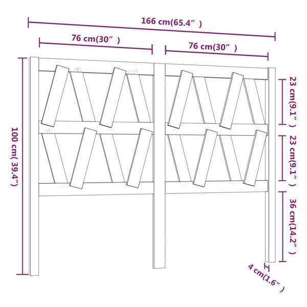 Berkfield Bed Headboard Black 166x4x100 cm Solid Wood Pine