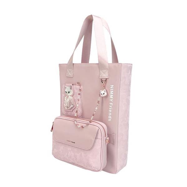 Nimmy Friends Nimmy Magnetic Fashion Series Combo White Cat Laptop Backpack with Detachable Pouch Pink - N-CXMC-STSJDNBZH-04