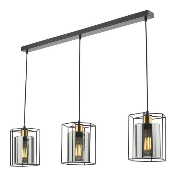 Pagazzi Lighting Sabrina 3 Light Black and Smoked Glass Ceiling Pendant Bar