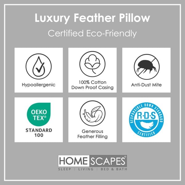 HOMESCAPES White Duck Feather Pillow Pair