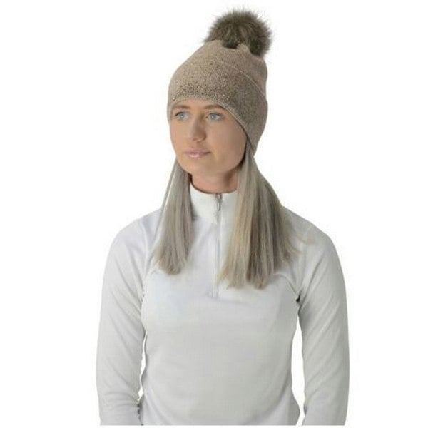 HyFASHION Womens/Ladies Alaska Diamante Bobble Hat - Beige/Gold