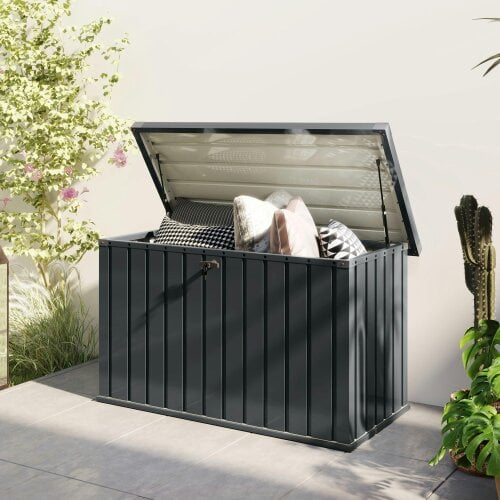 Wyld Haus Firane Rafi Galvanised Steel Outdoor Storage Box 400 Litre Capacity