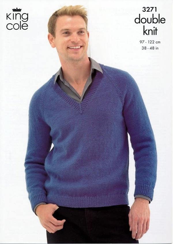 King Cole Merino Knitting Pattern 3271, Cardigans, Sweaters for Men, 38 - 48 Inches - Intermediate