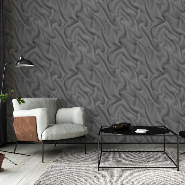 Elle Decoration By Erismann Glamourous Silk Wallpaper - Black