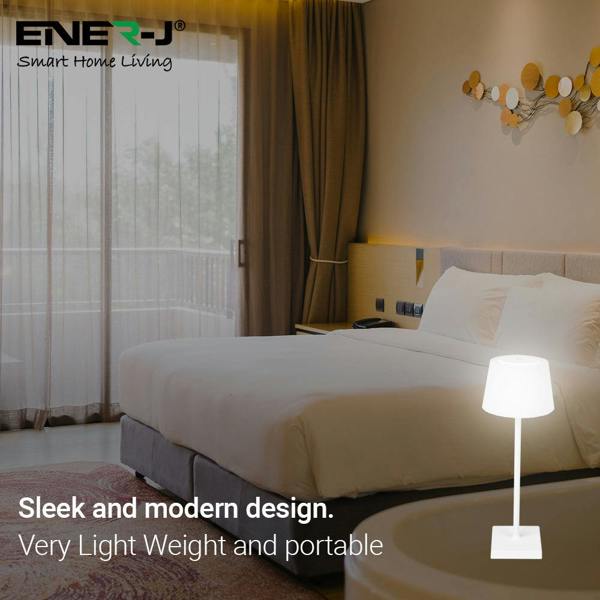 ENER-J Rechargeable Wireless LED Desk Lamp, 4W Dimmable Bedside Table Lamp, CCT Changing, Reading & Study Light, Black