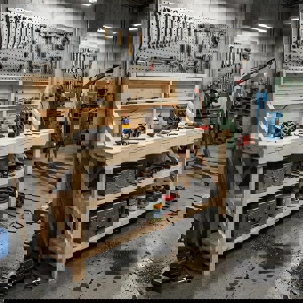 Arbor Garden Solutions Acorn Wooden Workbench With Back Panel and Double Shelf