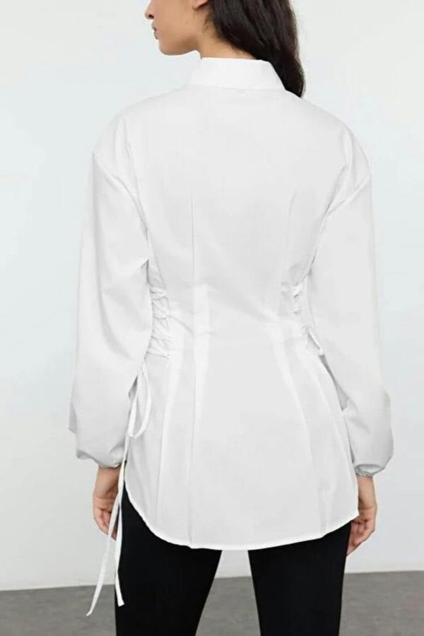 WOVCOR Woven Shirt with Waist Tie Detail