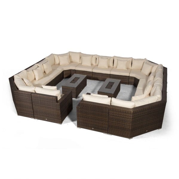 Giardino Santorini Modular 13 Seat Rattan Conversation Set With 2 Drinks Cooler Coffee Tables