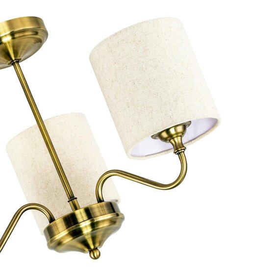 Happy Homewares Classic Antique Brass Ceiling Light Fitting with Linen Fabric Shade