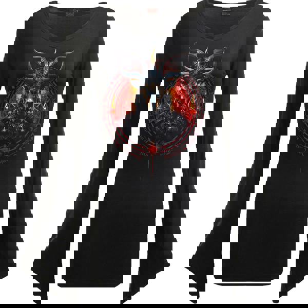 BAPHOMET - V Neck Goth Sleeve Top Black