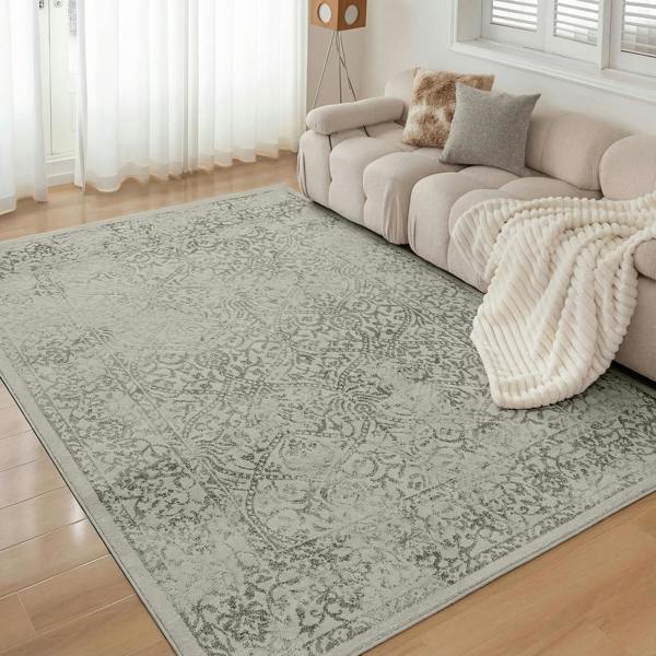 Livabliss Floransa-Vintage Charcoal Ivory Grey Traditional Boho Rug