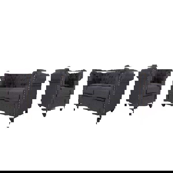Furniture One Retro Tub Chair, Fabric Armchair, Loveseat Upholstered Chair Set with Nail Decor for Bedroom, Living Room, Office
