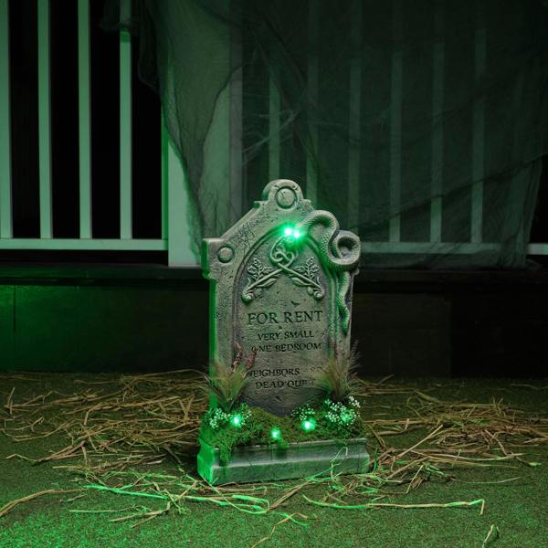 Samuel Alexander 60cm (2ft) Battery Powered "For Rent" Halloween Graveyard Tombstone with LED Lights