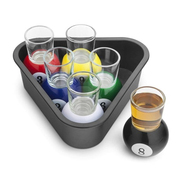OLIPHANT Set of 6 Pool Shots - Novelty Shot Glasses & Tray Drinking Gift Set