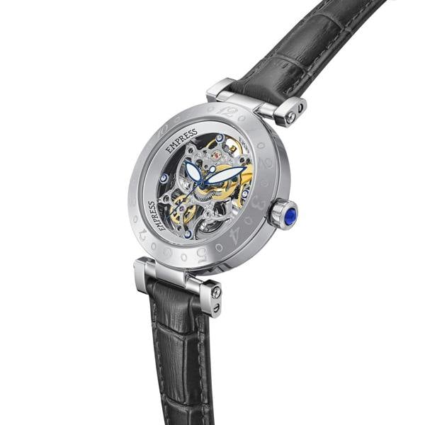 Empress Theodora Automatic Leather-Band Watch - Silver/Black - EMPEM3701