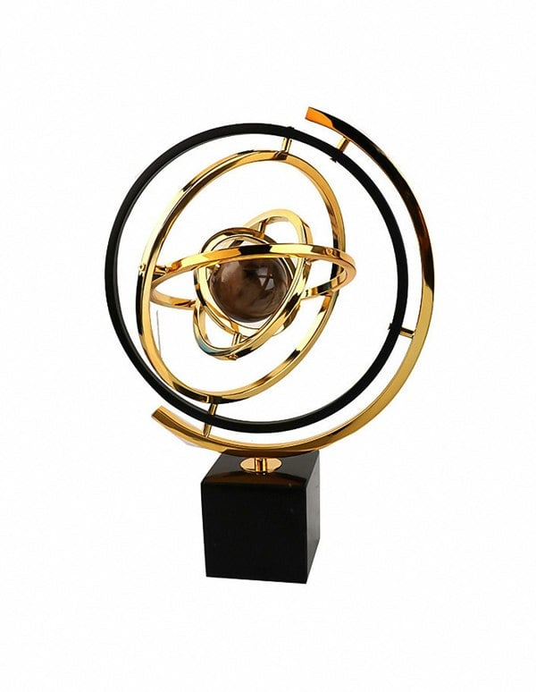 ANYHOUZ 31cm Tree Snowflake Tabletop Home Decor Modern Art Living Room Display House Decorative Crafts Metal Ornaments with Marble Base