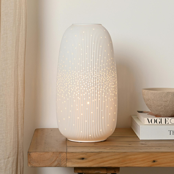 Hestia White Tall Ribbed Table Lamp