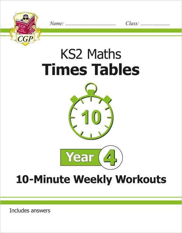 CGP KS2 Year 4 10-Minute Weekly Workout Bundle – Ages 8-9 (Maths, English, Times Tables, Spelling and Vocabulary)