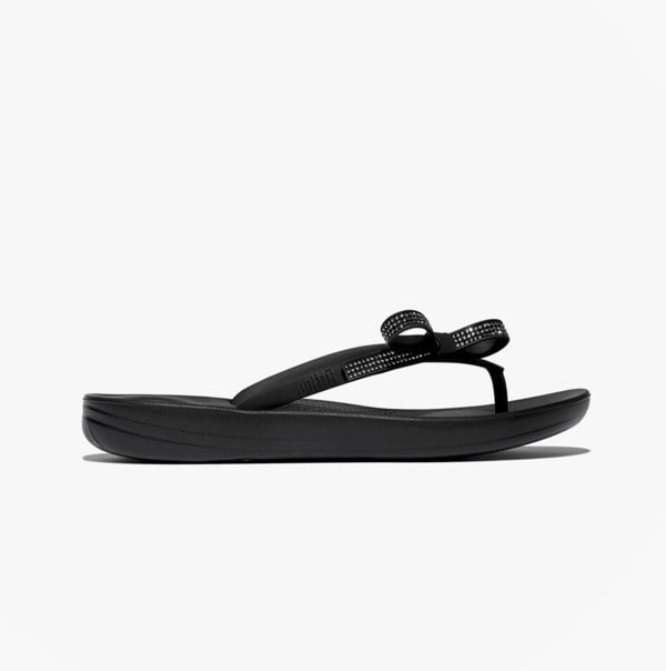 FitFlop iQUSHION GLITZ-BOW Ladies Flip Flops Black