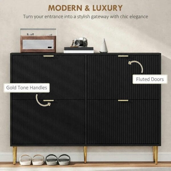 Bobobiy Elegant Four-Drawer Shoe Cabinet - Black