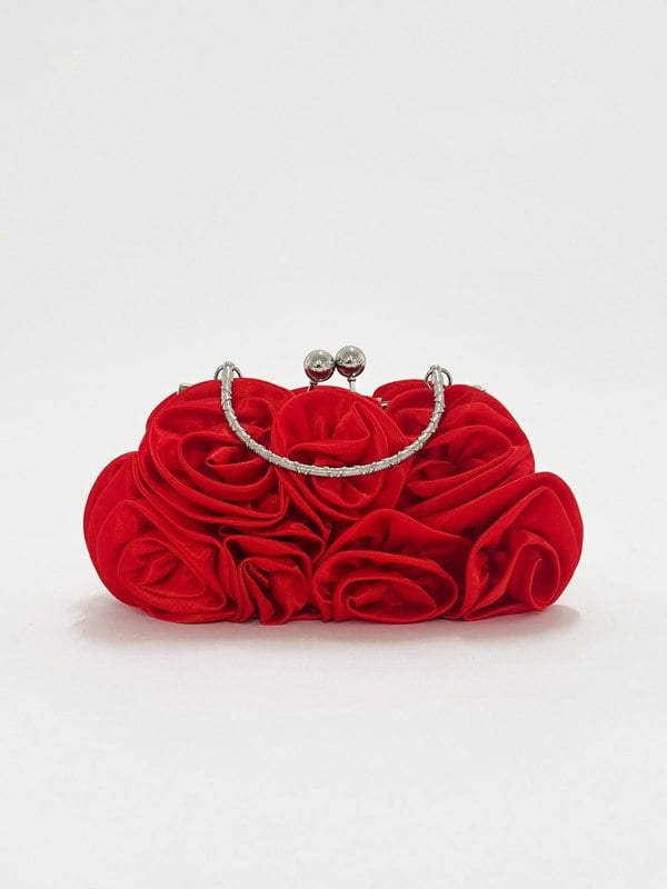SVNX 3D Rose Clutch Bag in Red