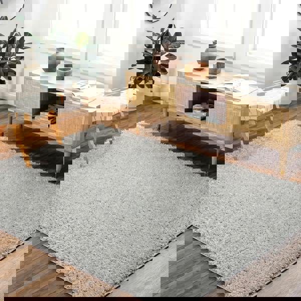 Livabliss Moda Shag-Solid Color Light Grey Plush Soft Pile Rug